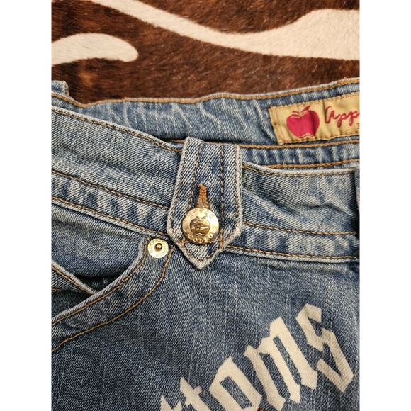 Vintage Y2K Apple Bottoms Picked Fresh Daily Wide Leg Low Rise Jean Shorts Sz 14 - Picture 4 of 8